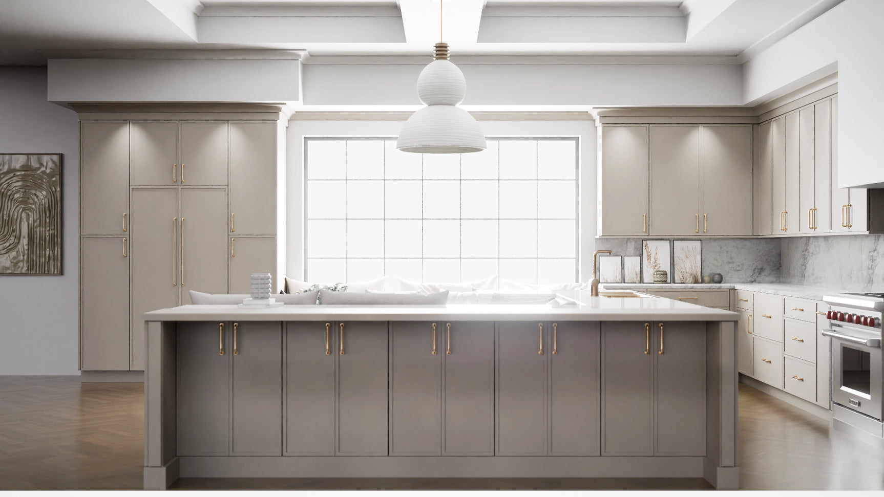 Versailles Sahara ( MDF | Compressed [ Frameless • Satin • Painted ] - 10' X 10' Kitchen Cabinet ) | Assembled In USA
