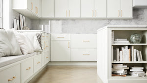 Versailles Sleek White ( MDF | Compressed [ Frameless • Satin • Painted ] - 10' X 10' Kitchen Cabinet ) | Assembled In USA