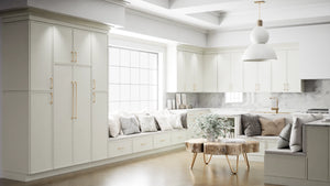 Versailles Sleek White ( MDF | Compressed [ Frameless • Satin • Painted ] - 10' X 10' Kitchen Cabinet ) | Assembled In USA