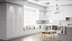 Versailles White ( MDF | Compressed [ Frameless • Satin • Painted ] - 10' X 10' Kitchen Cabinet ) | Assembled In USA