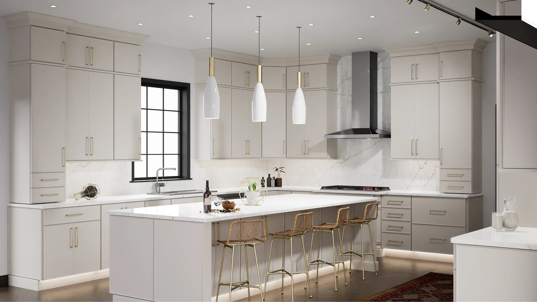 Echo Dove ( Birch | Plain Cut [ Full Overlay • Satin • Painted ] - 10' X 10' Kitchen Cabinet ) | Assembled In USA