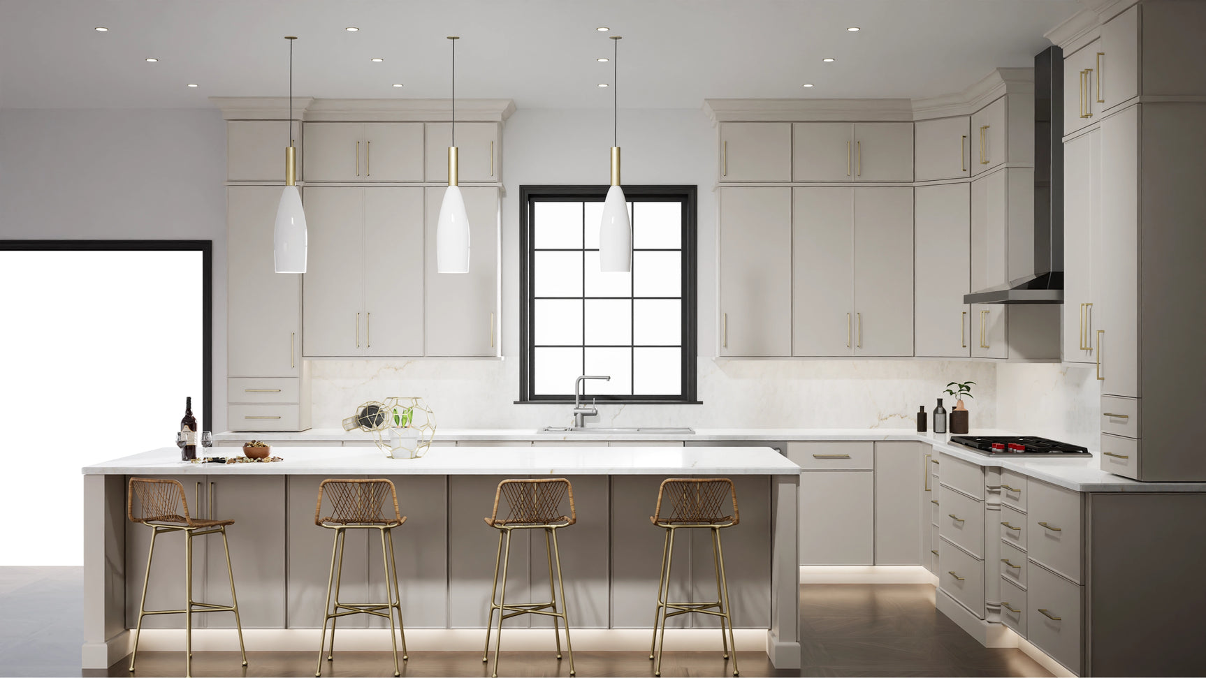 Echo Dove ( Birch | Plain Cut [ Full Overlay • Satin • Painted ] - 10' X 10' Kitchen Cabinet ) | Assembled In USA