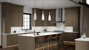 Echo Mocha ( Birch | Plain Cut [ Full Overlay • Satin • Stained ] - 10' X 10' Kitchen Cabinet ) | Assembled In USA