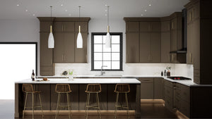 Echo Mocha ( Birch | Plain Cut [ Full Overlay • Satin • Stained ] - 10' X 10' Kitchen Cabinet ) | Assembled In USA