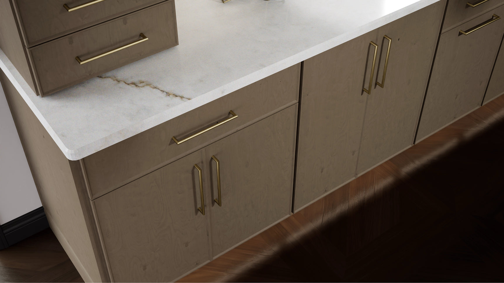 Echo Mocha ( Birch | Plain Cut [ Full Overlay • Satin • Stained ] - 10' X 10' Kitchen Cabinet ) | Assembled In USA