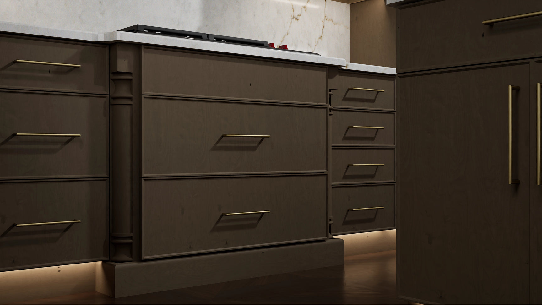 Echo Mocha ( Birch | Plain Cut [ Full Overlay • Satin • Stained ] - 10' X 10' Kitchen Cabinet ) | Assembled In USA