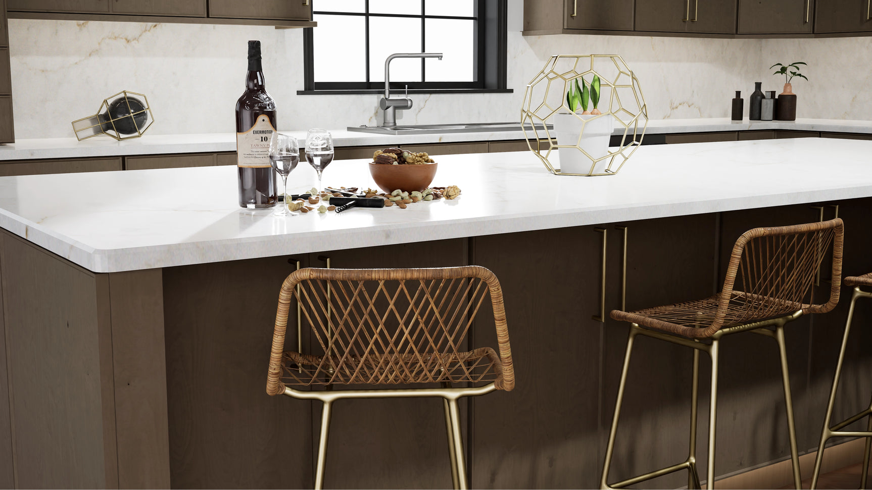 Echo Mocha ( Birch | Plain Cut [ Full Overlay • Satin • Stained ] - 10' X 10' Kitchen Cabinet ) | Assembled In USA