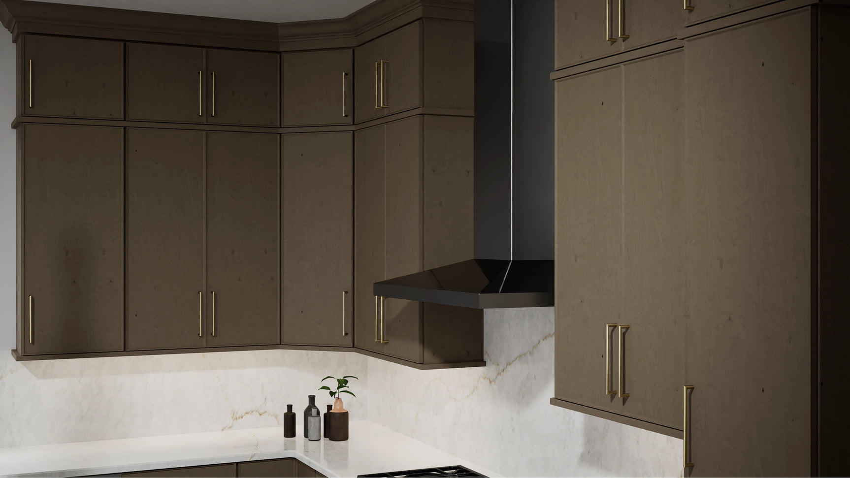 Echo Mocha ( Birch | Plain Cut [ Full Overlay • Satin • Stained ] - 10' X 10' Kitchen Cabinet ) | Assembled In USA