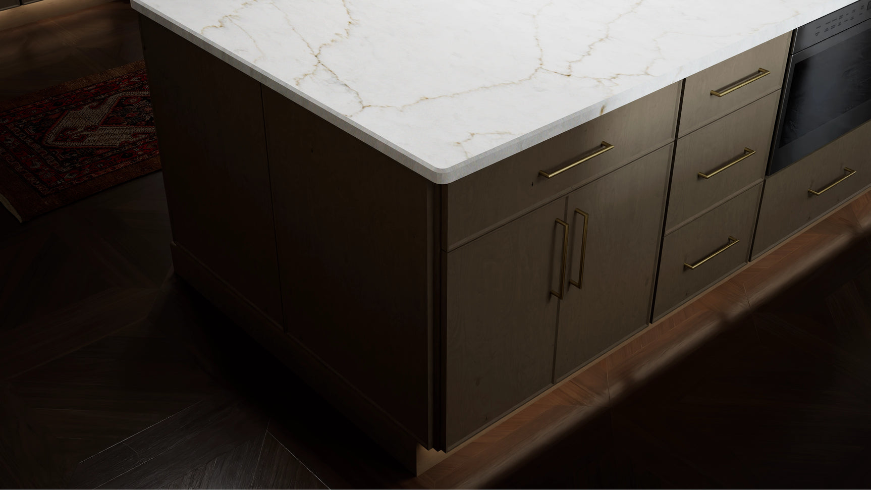 Echo Mocha ( Birch | Plain Cut [ Full Overlay • Satin • Stained ] - 10' X 10' Kitchen Cabinet ) | Assembled In USA