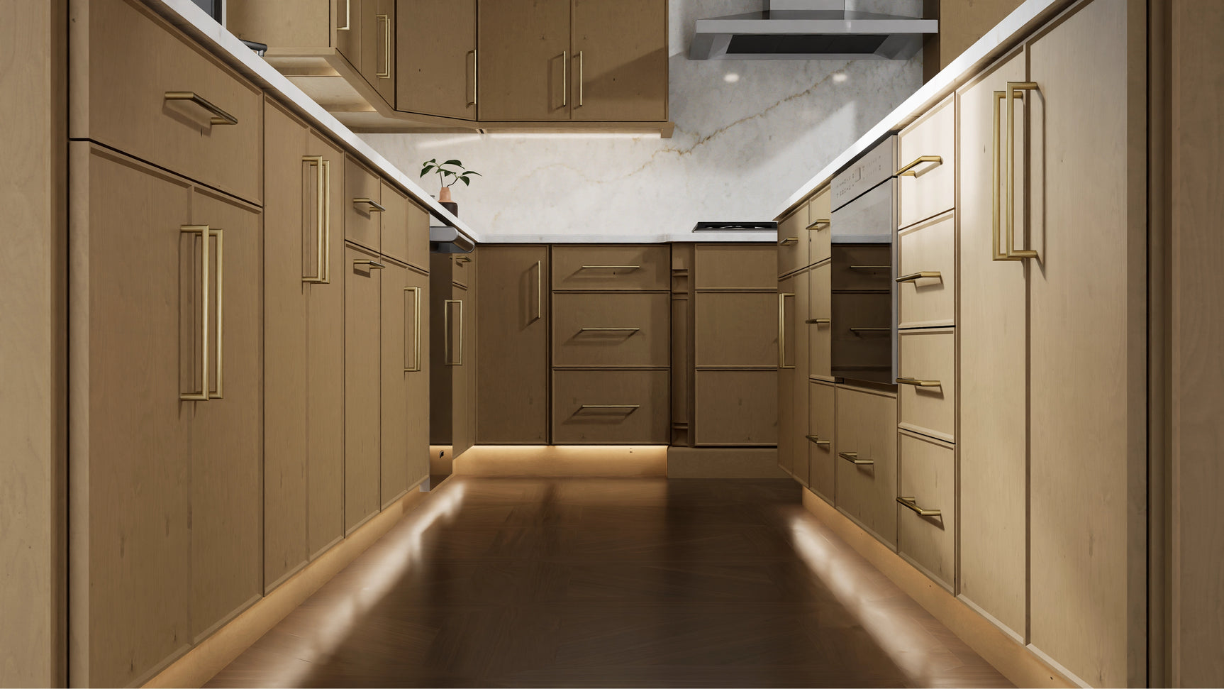 Echo Timber ( Birch | Plain Cut [ Full Overlay • Satin • Stained ] - 10' X 10' Kitchen Cabinet ) | Assembled In USA