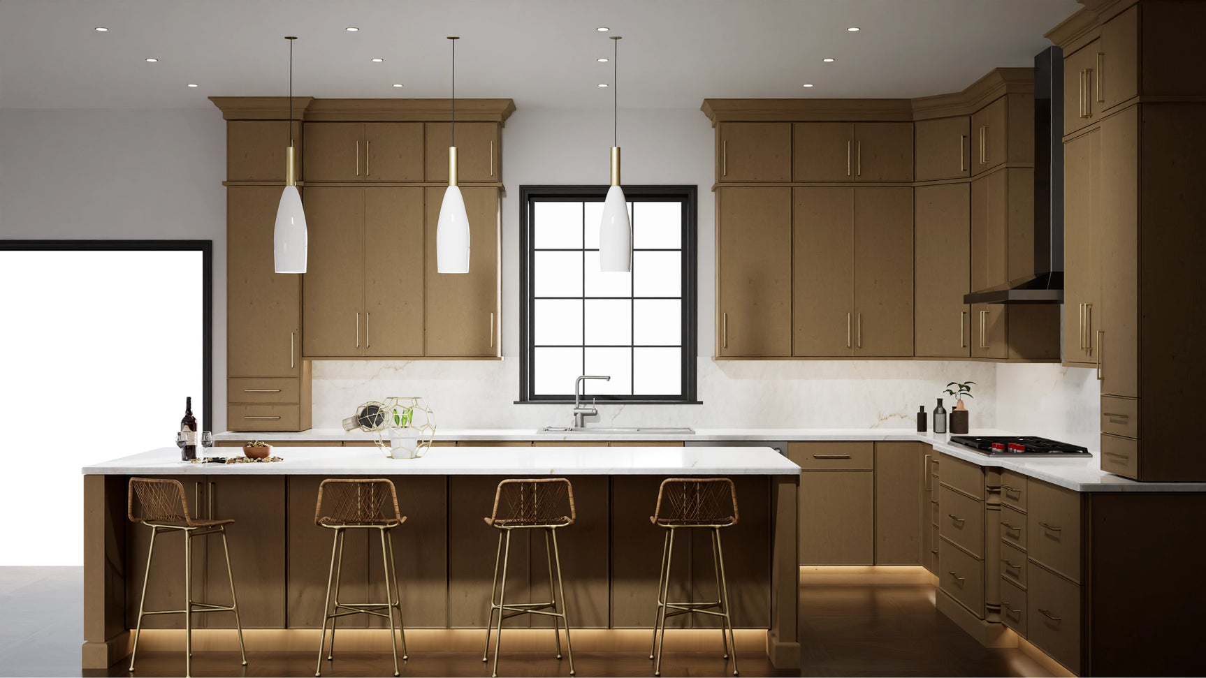 Echo Timber ( Birch | Plain Cut [ Full Overlay • Satin • Stained ] - 10' X 10' Kitchen Cabinet ) | Assembled In USA