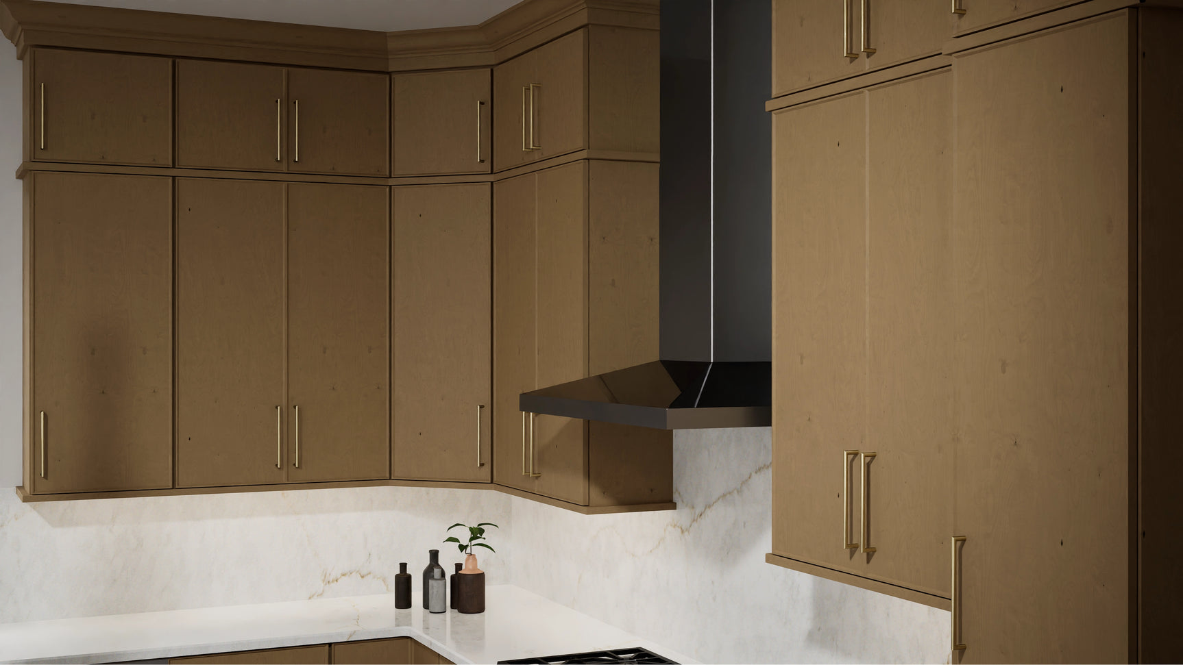 Echo Timber ( Birch | Plain Cut [ Full Overlay • Satin • Stained ] - 10' X 10' Kitchen Cabinet ) | Assembled In USA