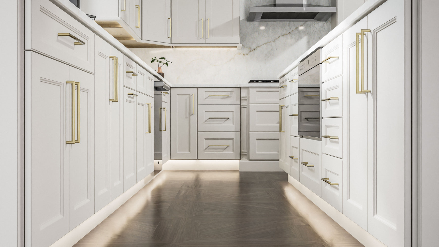 Fusion Dove ( Birch | Plain Cut [ Full Overlay • Satin • Painted ] - 10' X 10' Kitchen Cabinet ) | Assembled In USA