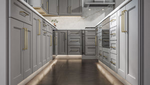 Fusion Nickel ( Birch | Plain Cut [ Full Overlay • Satin • Painted ] - 10' X 10' Kitchen Cabinet ) | Assembled In USA