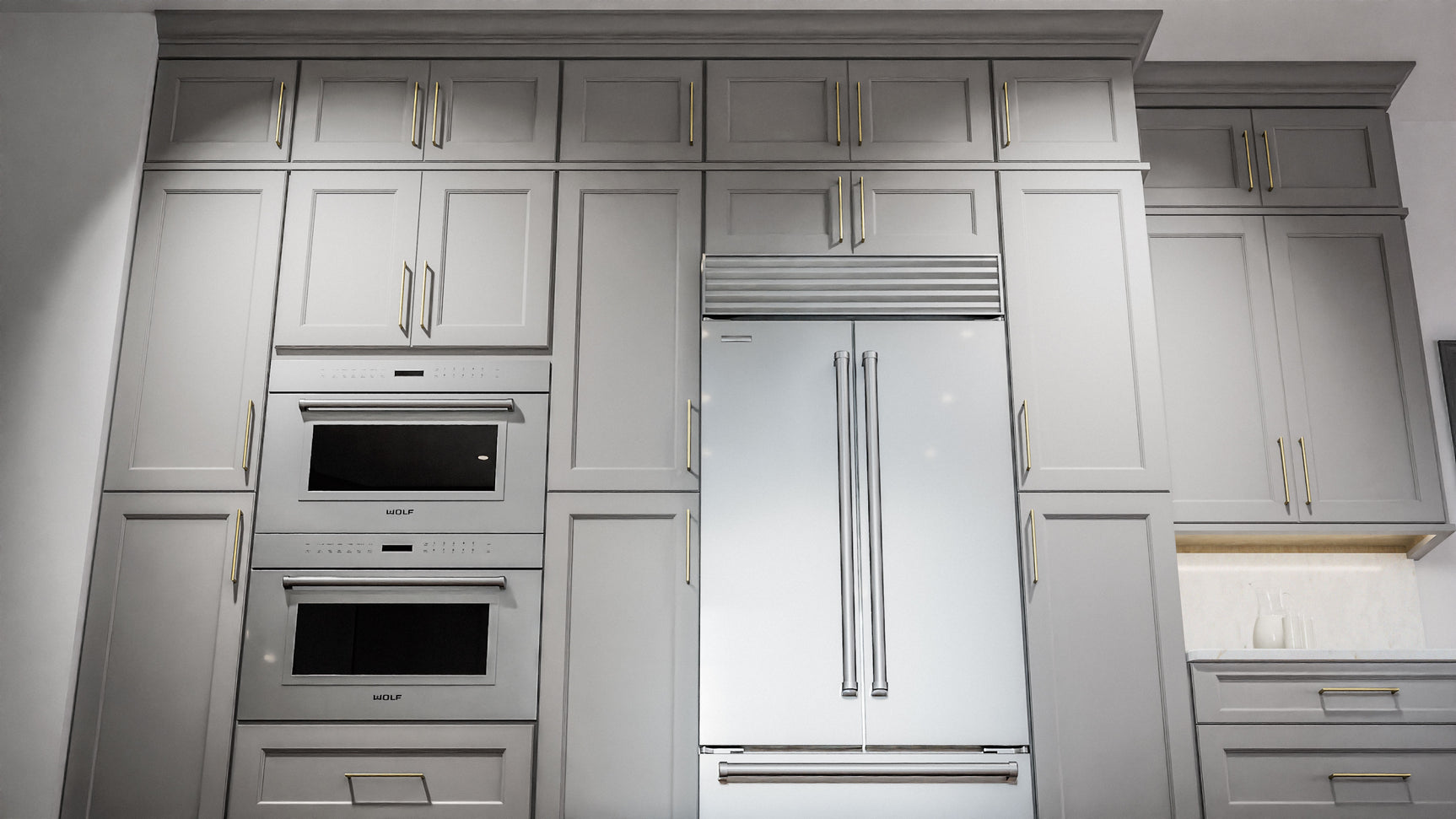 Fusion Nickel ( Birch | Plain Cut [ Full Overlay • Satin • Painted ] - 10' X 10' Kitchen Cabinet ) | Assembled In USA