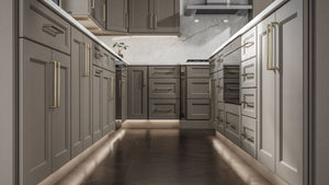 Fusion Oyster ( Birch | Plain Cut [ Full Overlay • Satin • Painted ] - 10' X 10' Kitchen Cabinet ) | Assembled In USA