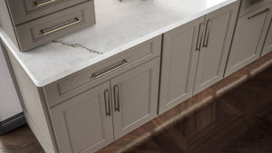 Fusion Oyster ( Birch | Plain Cut [ Full Overlay • Satin • Painted ] - 10' X 10' Kitchen Cabinet ) | Assembled In USA