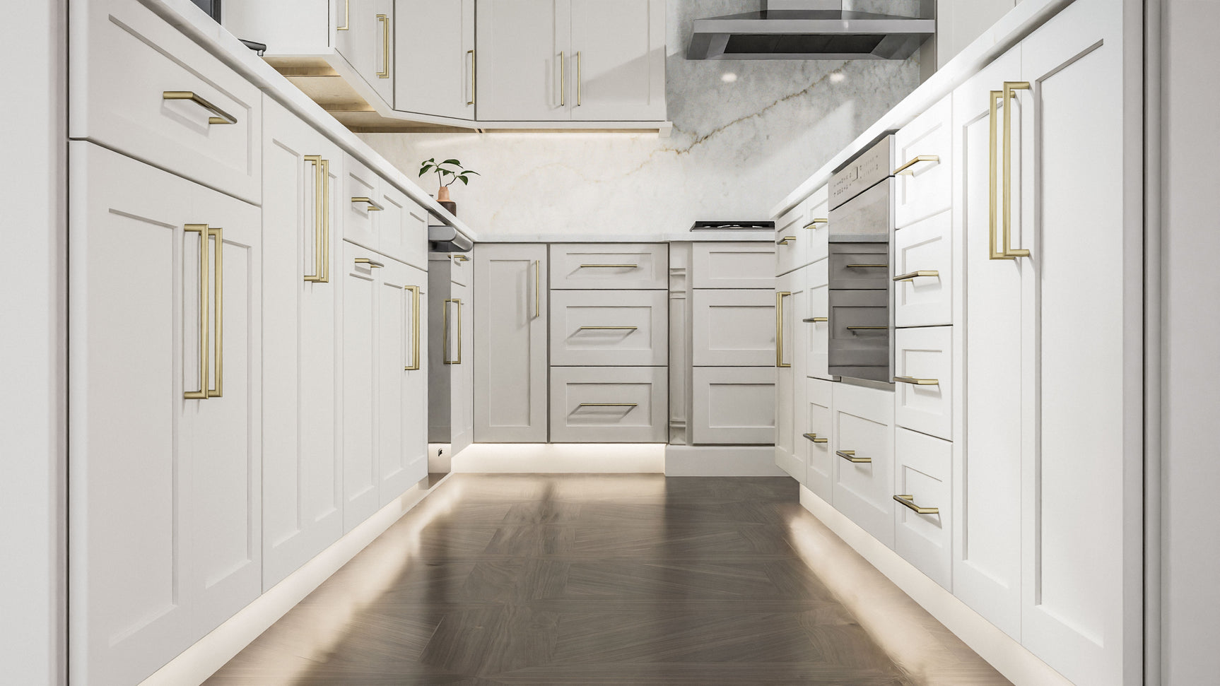 Galaxy Dove ( Birch | Plain Cut [ Full Overlay • Satin • Painted ] - 10' X 10' Kitchen Cabinet ) | Assembled In USA