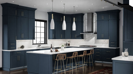 Galaxy Indigo ( Birch | Plain Cut [ Full Overlay • Satin • Painted ] - 10' X 10' Kitchen Cabinet ) | Assembled In USA