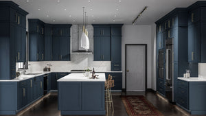 Galaxy Indigo ( Birch | Plain Cut [ Full Overlay • Satin • Painted ] - 10' X 10' Kitchen Cabinet ) | Assembled In USA