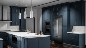 Galaxy Indigo ( Birch | Plain Cut [ Full Overlay • Satin • Painted ] - 10' X 10' Kitchen Cabinet ) | Assembled In USA