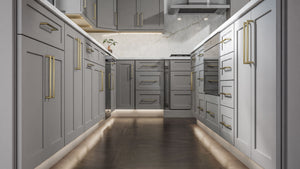 Galaxy Nickel ( Birch | Plain Cut [ Full Overlay • Satin • Painted ] - 10' X 10' Kitchen Cabinet ) | Assembled In USA