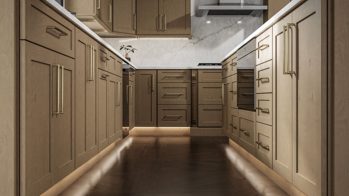 Galaxy Mocha ( Birch | Plain Cut [ Full Overlay • Satin • Stained ] - 10' X 10' Kitchen Cabinet ) | Assembled In USA