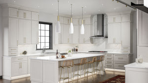 Imperio Dove ( Birch | Plain Cut [ Full Overlay • Satin • Painted ] - 10' X 10' Kitchen Cabinet ) | Assembled In USA