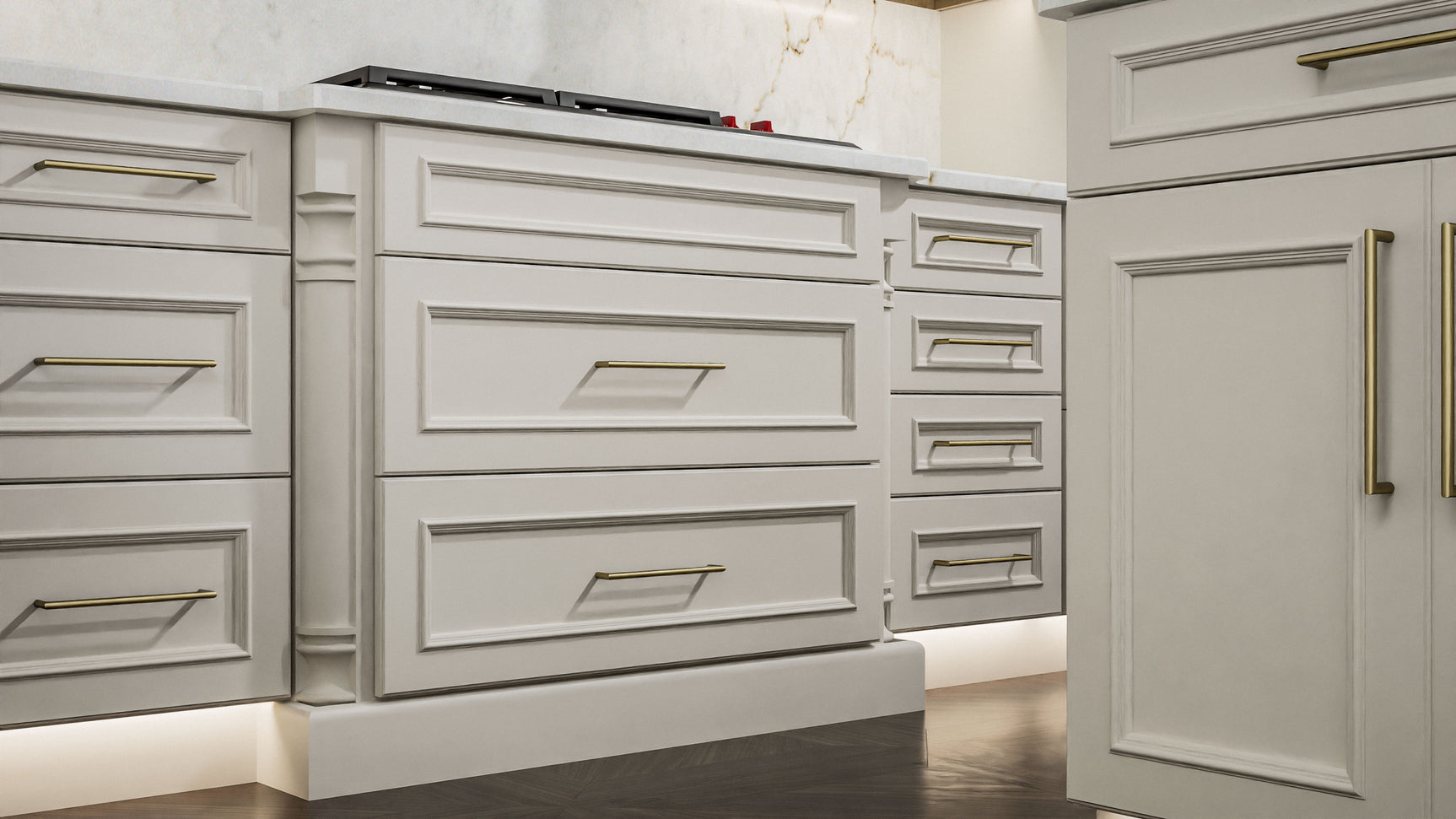 Imperio Dove ( Birch | Plain Cut [ Full Overlay • Satin • Painted ] - 10' X 10' Kitchen Cabinet ) | Assembled In USA