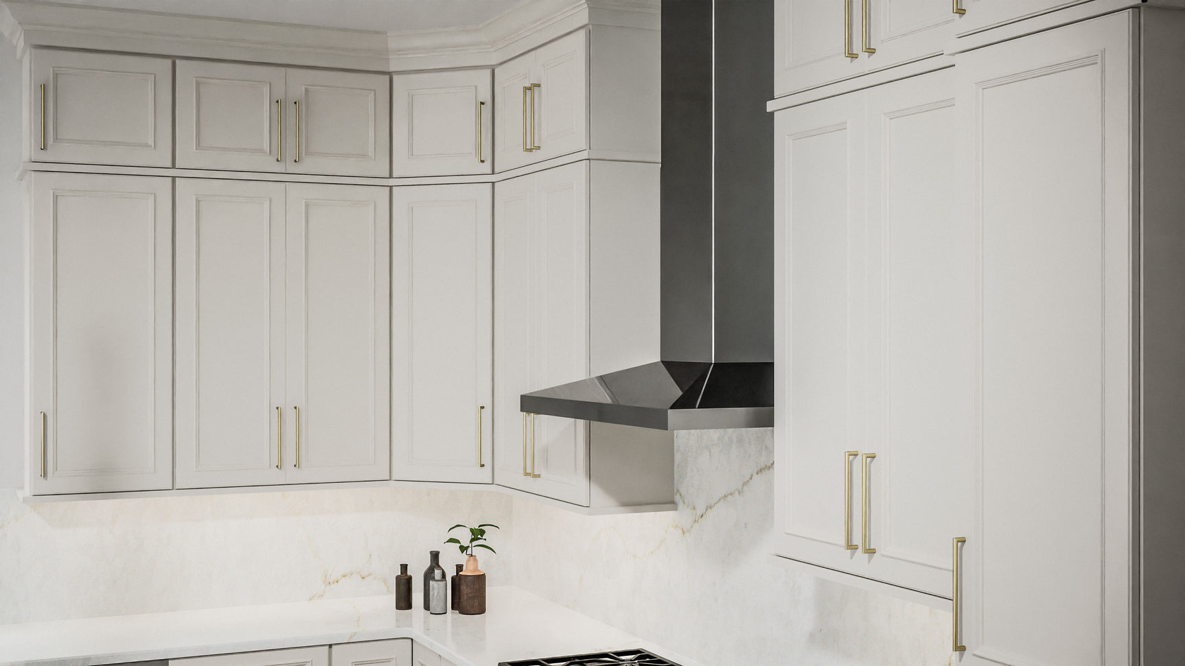 Imperio Dove ( Birch | Plain Cut [ Full Overlay • Satin • Painted ] - 10' X 10' Kitchen Cabinet ) | Assembled In USA