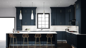 Luna Indigo ( Birch | Plain Cut [ Full Overlay • Satin • Painted ] - 10' X 10' Kitchen Cabinet ) | Assembled In USA