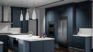 Luna Indigo ( Birch | Plain Cut [ Full Overlay • Satin • Painted ] - 10' X 10' Kitchen Cabinet ) | Assembled In USA