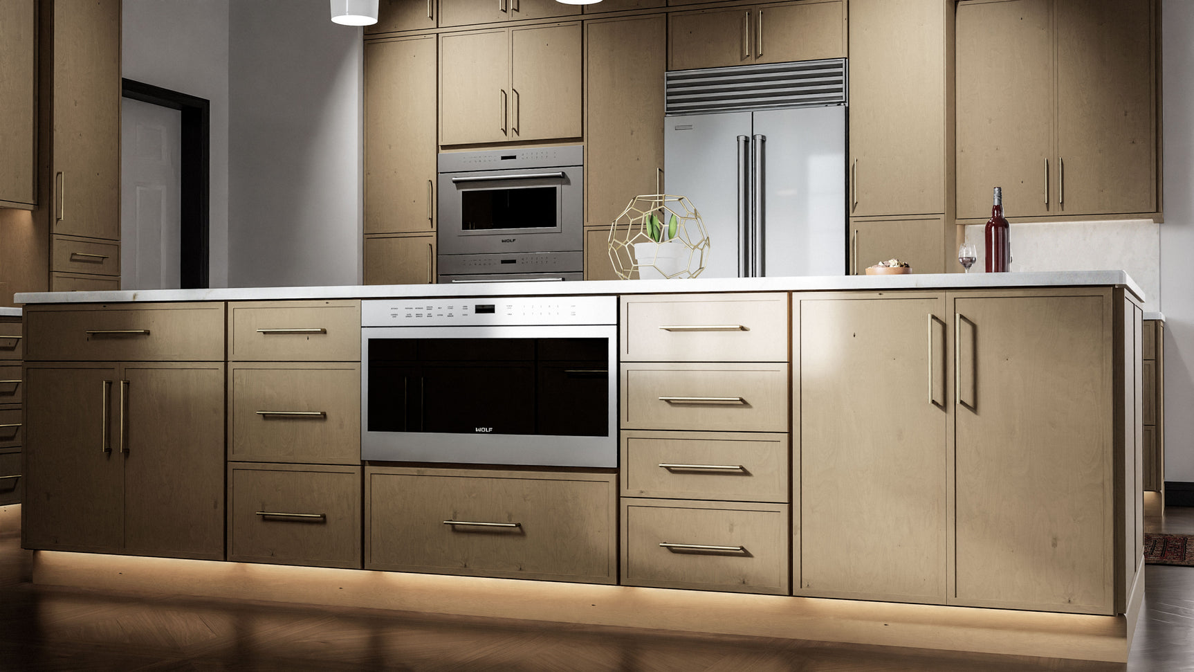 Luna Timber ( Birch | Plain Cut [ Full Overlay • Satin • Stained ] - 10' X 10' Kitchen Cabinet ) | Assembled In USA