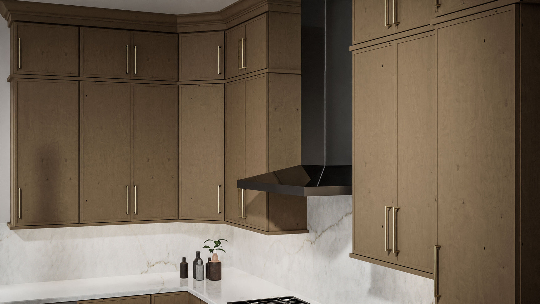 Luna Timber ( Birch | Plain Cut [ Full Overlay • Satin • Stained ] - 10' X 10' Kitchen Cabinet ) | Assembled In USA