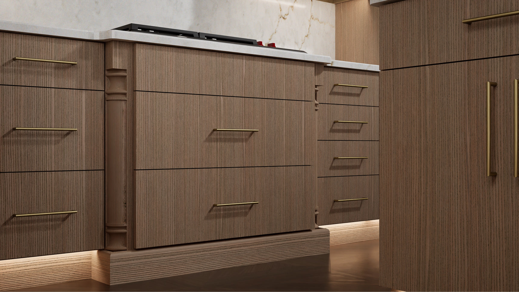 Luxe Desert Oak ( White Oak | Rift Cut [ Full Overlay • Satin • Stained ] - 10' X 10' Kitchen Cabinet ) | Assembled In USA