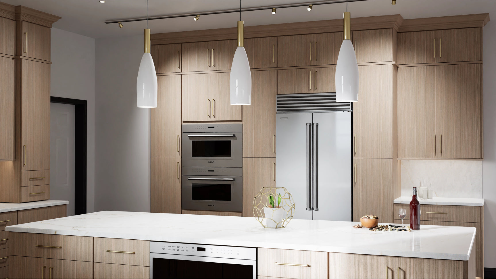 Luxe Desert Oak ( White Oak | Rift Cut [ Full Overlay • Satin • Stained ] - 10' X 10' Kitchen Cabinet ) | Assembled In USA