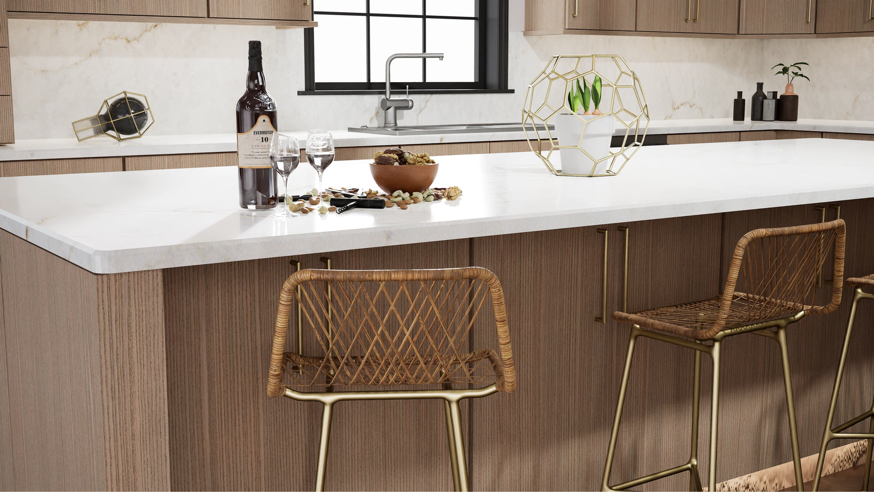 Luxe Desert Oak ( White Oak | Rift Cut [ Full Overlay • Satin • Stained ] - 10' X 10' Kitchen Cabinet ) | Assembled In USA