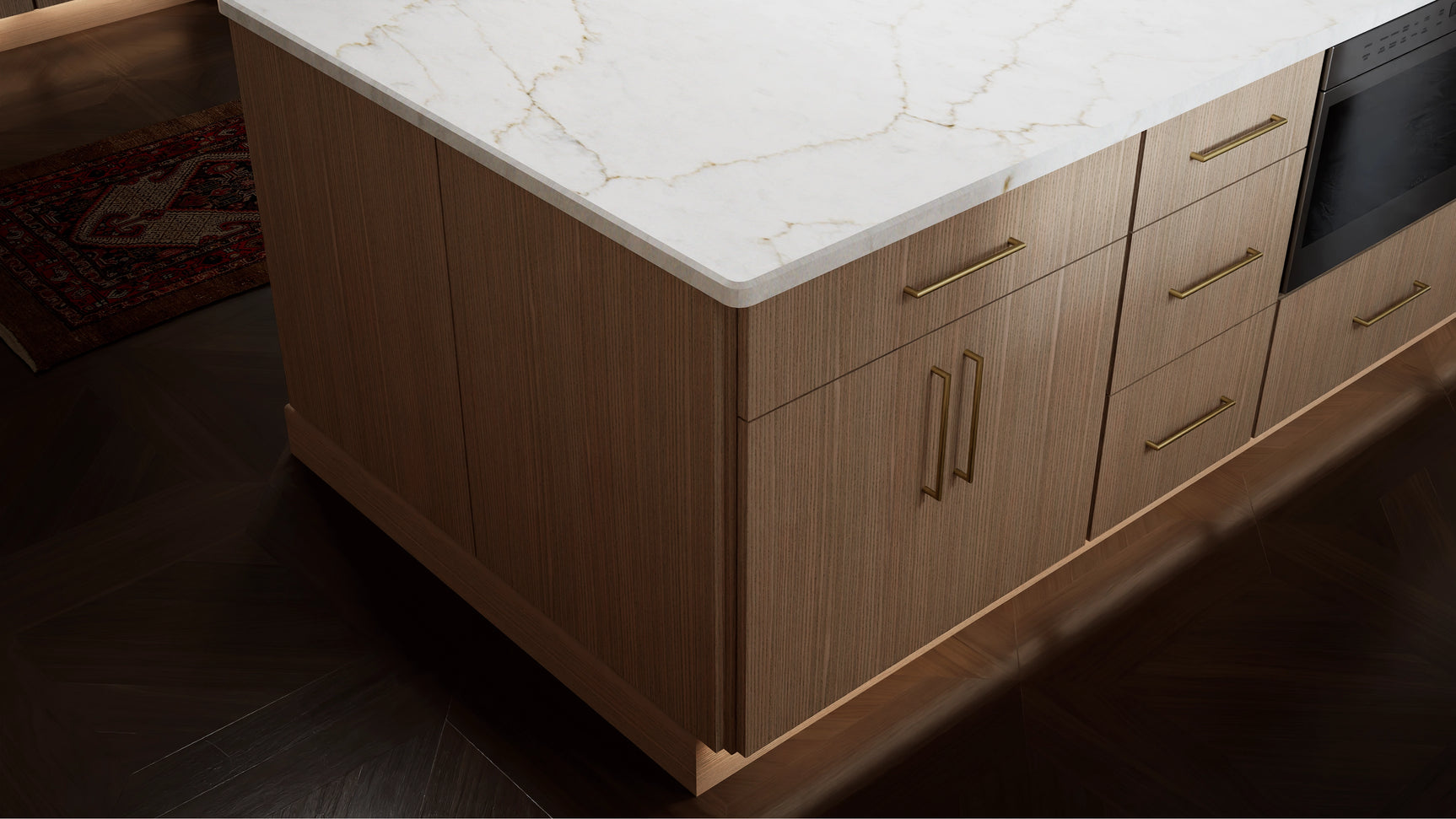 Luxe Desert Oak ( White Oak | Rift Cut [ Full Overlay • Satin • Stained ] - 10' X 10' Kitchen Cabinet ) | Assembled In USA