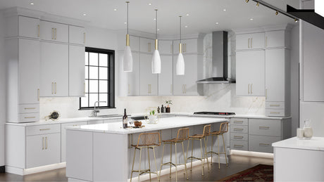 Luxe Frost ( Birch | Plain Cut [ Full Overlay • Satin • Painted ] - 10' X 10' Kitchen Cabinet ) | Assembled In USA