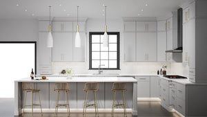 Luxe Frost ( Birch | Plain Cut [ Full Overlay • Satin • Painted ] - 10' X 10' Kitchen Cabinet ) | Assembled In USA