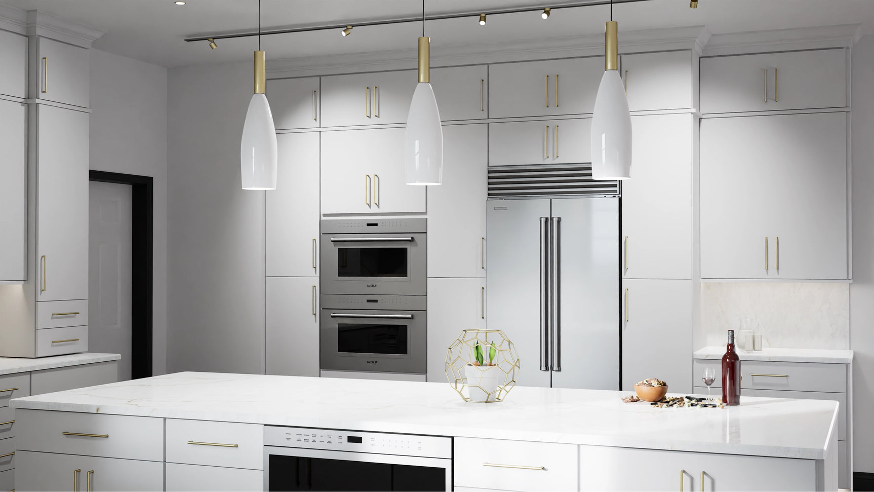 Luxe Frost ( Birch | Plain Cut [ Full Overlay • Satin • Painted ] - 10' X 10' Kitchen Cabinet ) | Assembled In USA