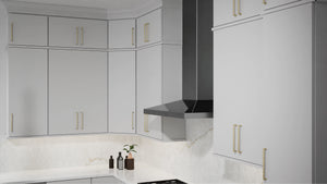 Luxe Frost ( Birch | Plain Cut [ Full Overlay • Satin • Painted ] - 10' X 10' Kitchen Cabinet ) | Assembled In USA