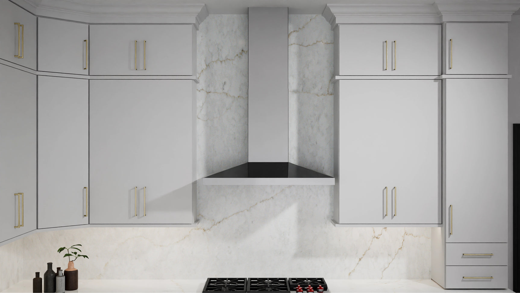 Luxe Frost ( Birch | Plain Cut [ Full Overlay • Satin • Painted ] - 10' X 10' Kitchen Cabinet ) | Assembled In USA