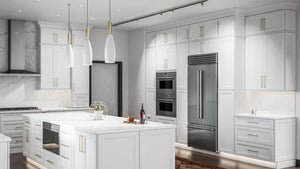 Onyx Frost ( Birch | Plain Cut [ Full Overlay • Satin • Painted ] - 10' X 10' Kitchen Cabinet ) | Assembled In USA