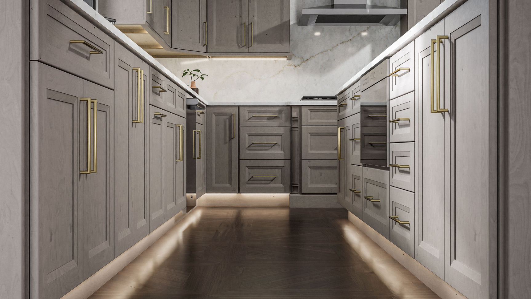 Onyx Horizon ( Birch | Plain Cut [ Full Overlay • Satin • Stained ] - 10' X 10' Kitchen Cabinet ) | Assembled In USA