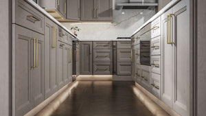 Onyx Horizon ( Birch | Plain Cut [ Full Overlay • Satin • Stained ] - 10' X 10' Kitchen Cabinet ) | Assembled In USA