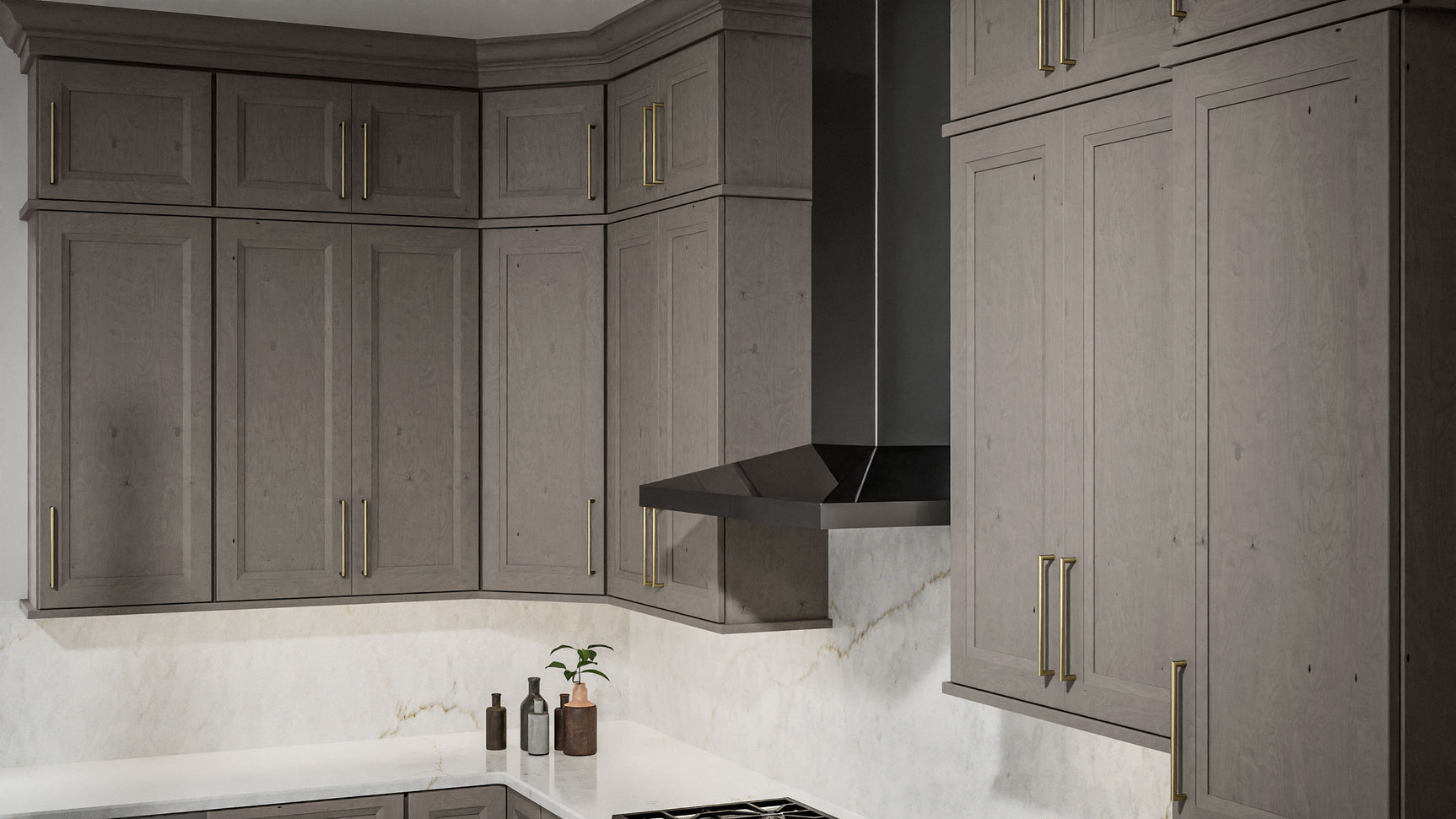 Onyx Horizon ( Birch | Plain Cut [ Full Overlay • Satin • Stained ] - 10' X 10' Kitchen Cabinet ) | Assembled In USA