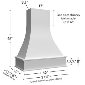 RHCA36 ( Wall | Hood Curved Artisan - 36"W X 46"H X 19-7/8"D ) | Kona