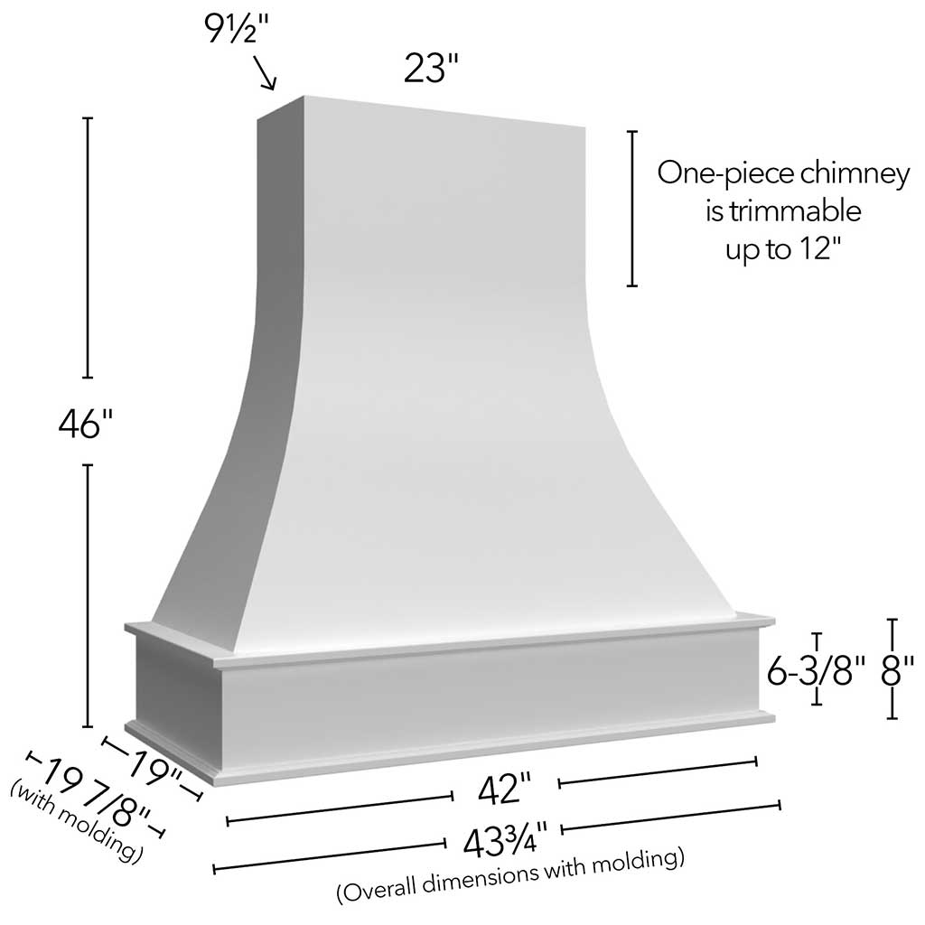 RHCA42 ( Wall | Hood Curved Artisan - 42"W X 46"H X 19-7/8"D ) | Kona