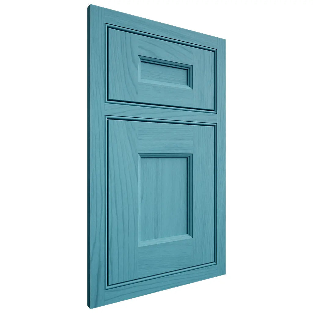 Shiloh Cabinetry Beaded Inset Aspen Alder Plain Cut Aqua Door